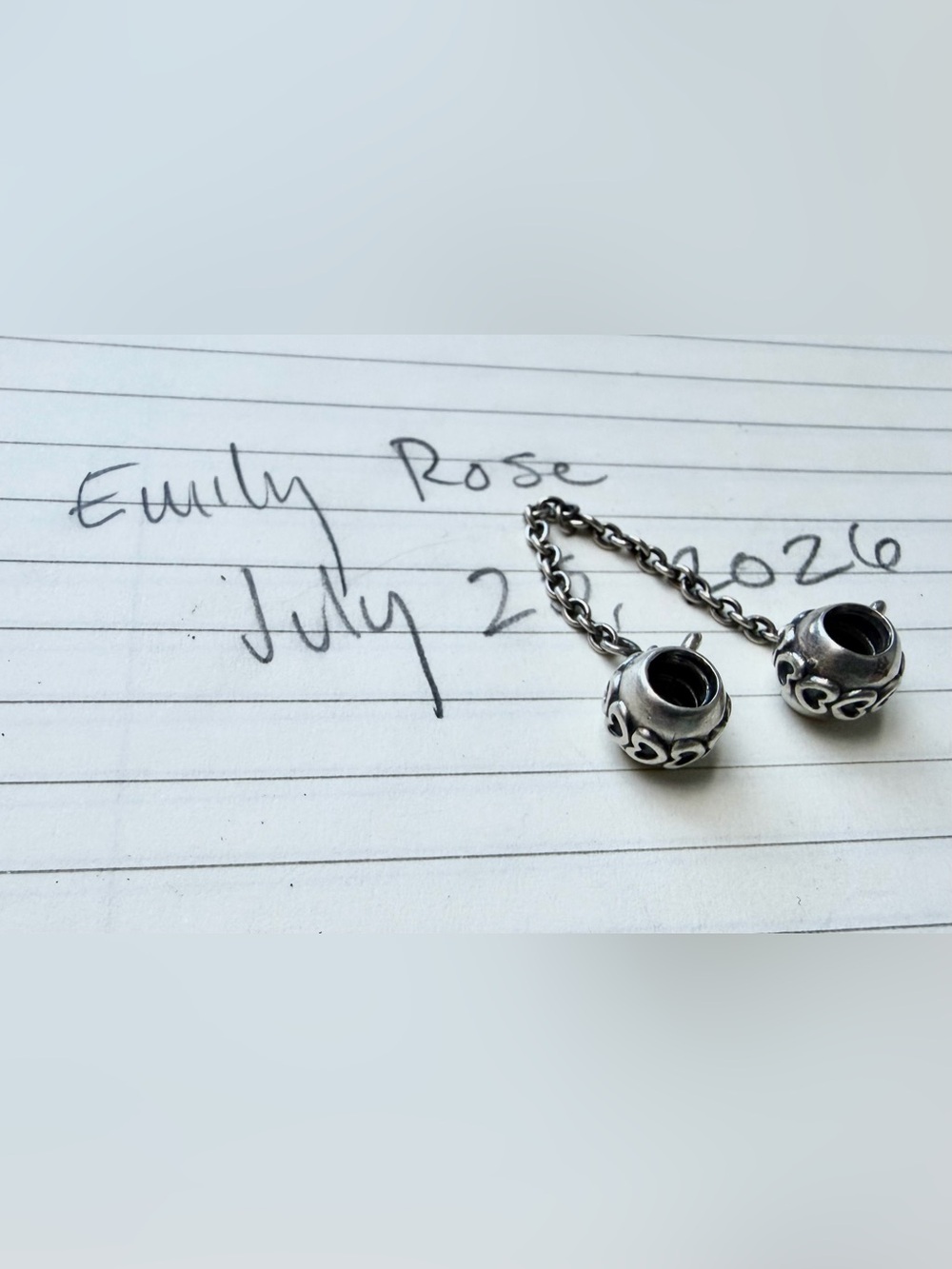 Authentic Pandora Sterling Silver Heart Safety Chain for Pandora Charm Bracelet